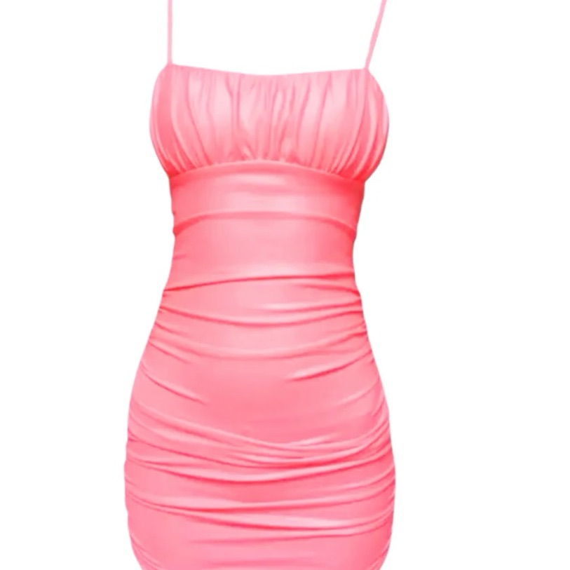 Katie J Nyc Pink Ruched Mini Dress Xs